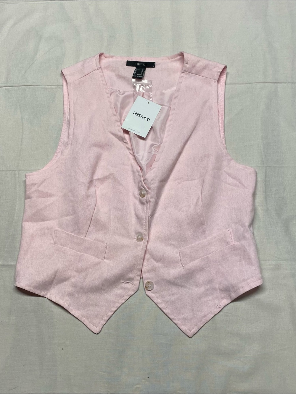 Womens Forever 21 Light Pink Women's Tailored Button Vest
